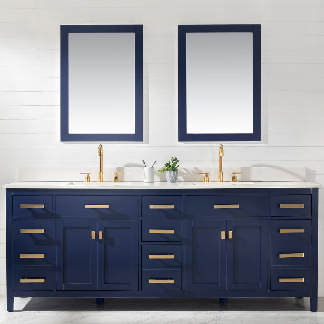 Valentino 84" Double Sink Vanity with White Quartz Top