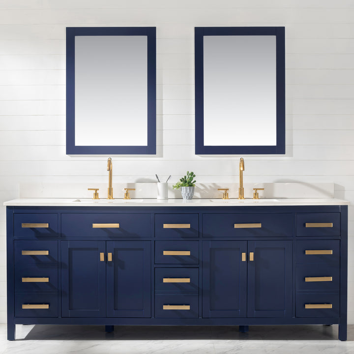 Valentino 84" Double Sink Vanity with White Quartz Top