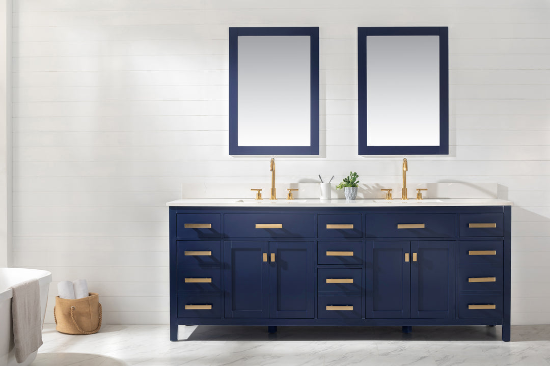 Valentino 84" Double Sink Vanity with White Quartz Top