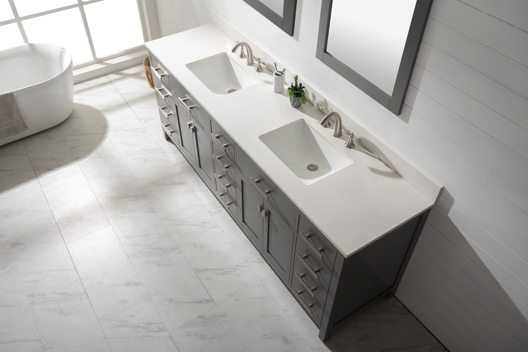 Valentino 84" Double Sink Vanity with White Quartz Top