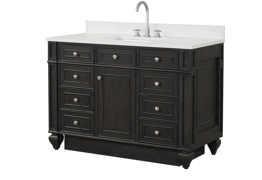 Winston 48" Single Sink Vanity with White Quartz Top - Design Element Bath Kitchen - Bathroom Vanity - Warm White