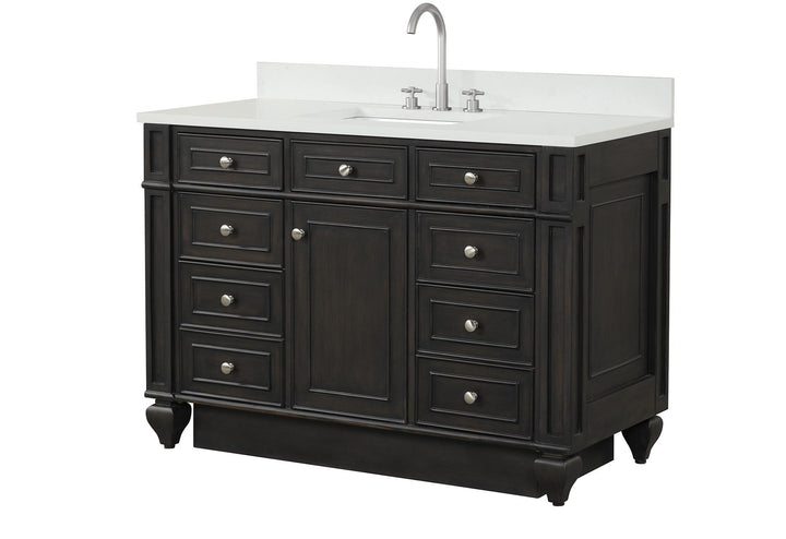 Winston 48" Single Sink Vanity with White Quartz Top - Design Element Bath Kitchen - Bathroom Vanity - Warm White