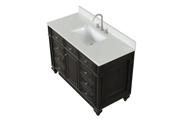 Winston 48" Single Sink Vanity with White Quartz Top - Design Element Bath Kitchen - Bathroom Vanity - Warm White