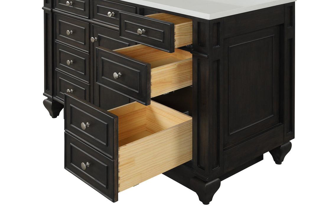 Winston 48" Single Sink Vanity with White Quartz Top - Design Element Bath Kitchen - Bathroom Vanity - Warm White