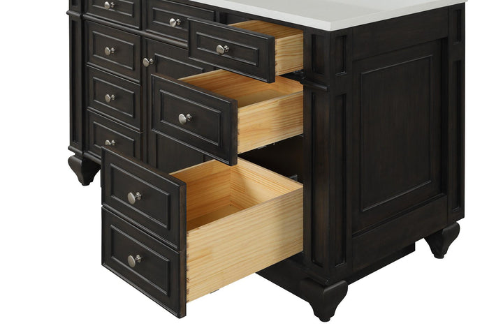 Winston 48" Single Sink Vanity with White Quartz Top - Design Element Bath Kitchen - Bathroom Vanity - Warm White