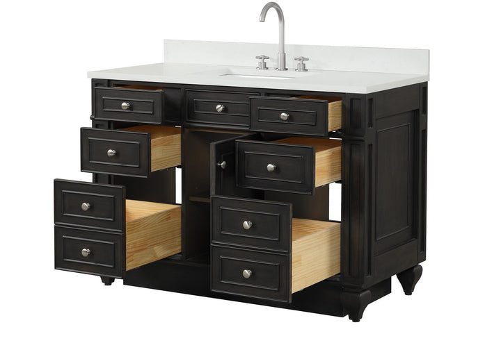 Winston 48" Single Sink Vanity with White Quartz Top - Design Element Bath Kitchen - Bathroom Vanity - Warm White