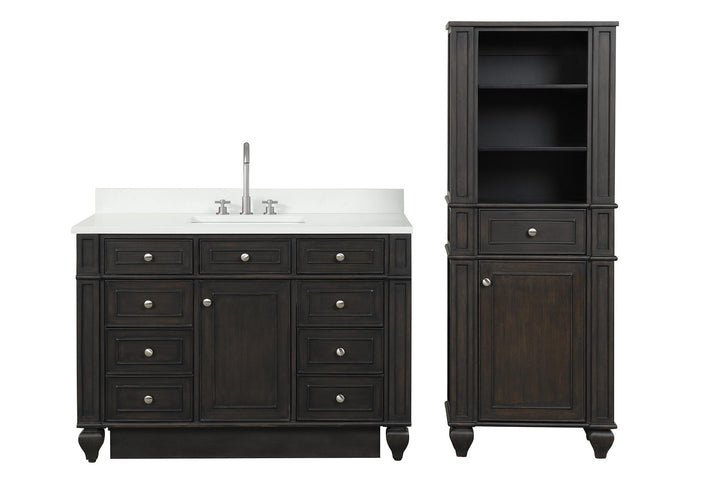 Winston 48" Single Sink Vanity with White Quartz Top - Design Element Bath Kitchen - Bathroom Vanity - Warm White