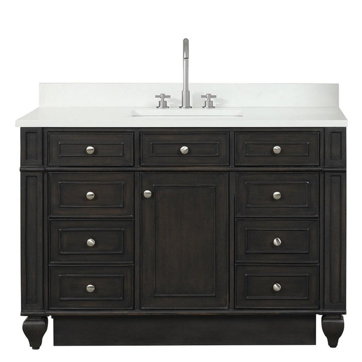 Winston 48" Single Sink Vanity with White Quartz Top - Design Element Bath Kitchen - Bathroom Vanity - Warm White