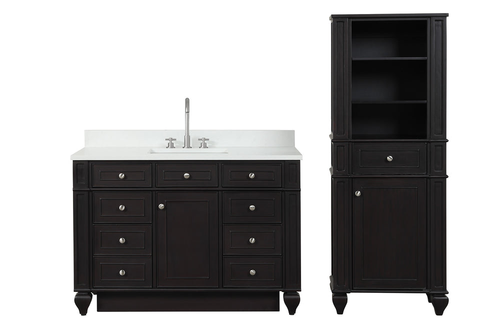 Winston 48" Single Sink Vanity with White Quartz Top - Design Element Bath Kitchen - Bathroom Vanity - Warm White
