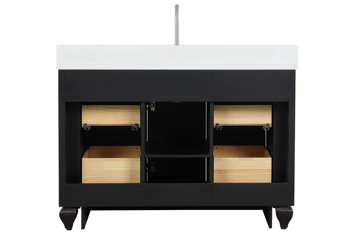 Winston 48" Single Sink Vanity with White Quartz Top - Design Element Bath Kitchen - Bathroom Vanity - Warm White
