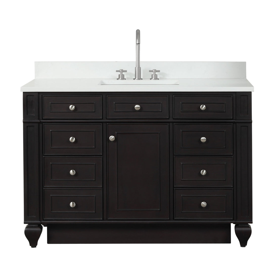 Winston 48" Single Sink Vanity with White Quartz Top - Design Element Bath Kitchen - Bathroom Vanity - Warm White