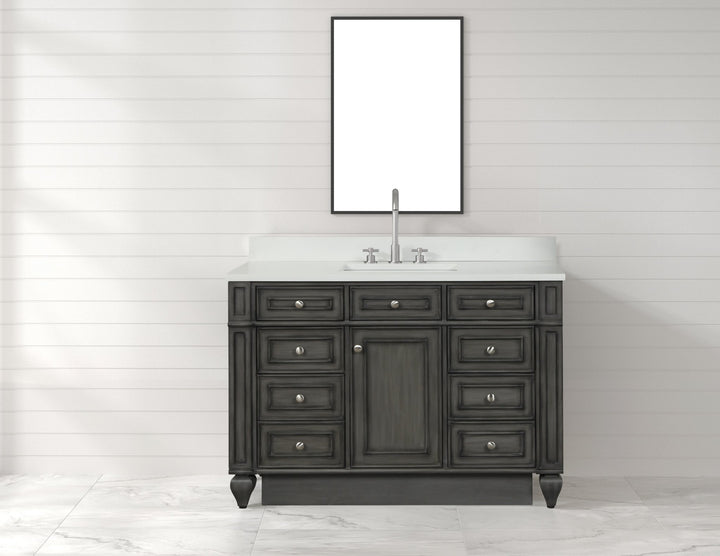 Winston 48" Single Sink Vanity with White Quartz Top - Design Element Bath Kitchen - Bathroom Vanity - Warm White