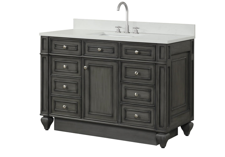 Winston 48" Single Sink Vanity with White Quartz Top - Design Element Bath Kitchen - Bathroom Vanity - Warm White