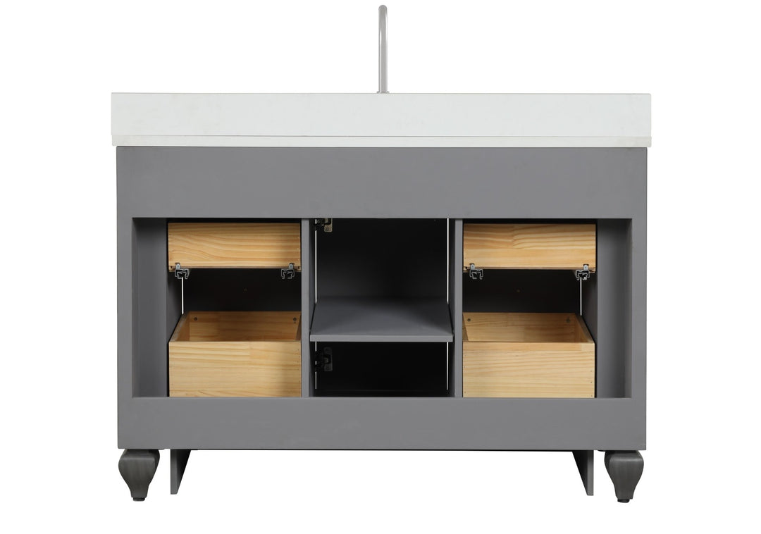 Winston 48" Single Sink Vanity with White Quartz Top - Design Element Bath Kitchen - Bathroom Vanity - Warm White