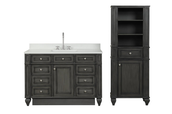 Winston 48" Single Sink Vanity with White Quartz Top - Design Element Bath Kitchen - Bathroom Vanity - Warm White