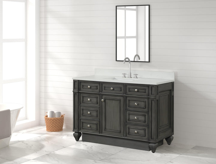 Winston 48" Single Sink Vanity with White Quartz Top - Design Element Bath Kitchen - Bathroom Vanity - Warm White