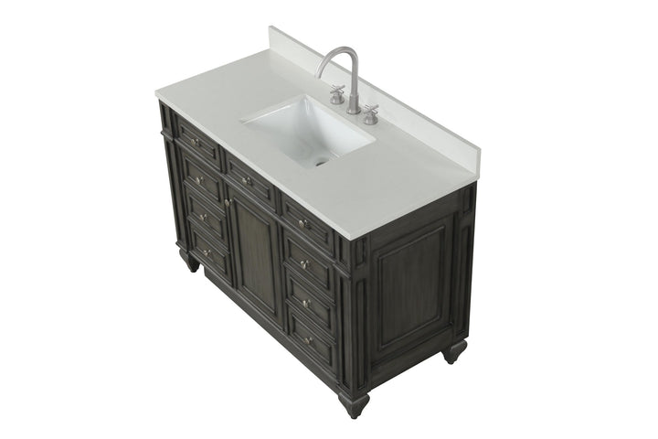 Winston 48" Single Sink Vanity with White Quartz Top - Design Element Bath Kitchen - Bathroom Vanity - Warm White