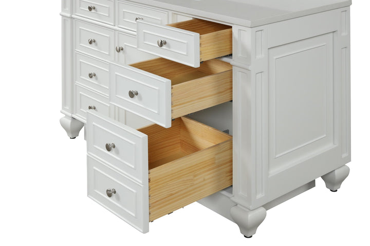 Winston 48" Single Sink Vanity with White Quartz Top - Design Element Bath Kitchen - Bathroom Vanity - Warm White