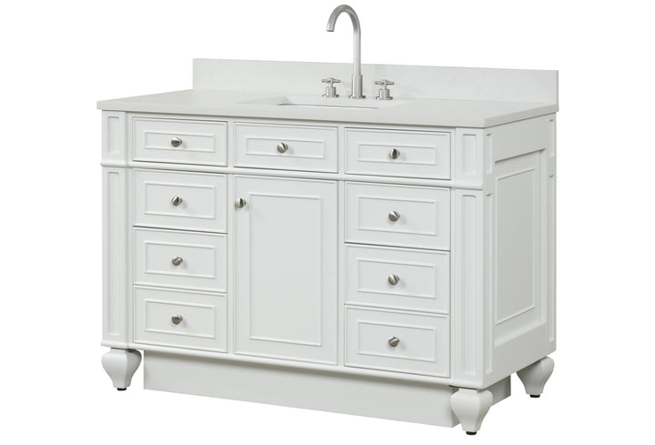 Winston 48" Single Sink Vanity with White Quartz Top - Design Element Bath Kitchen - Bathroom Vanity - Warm White