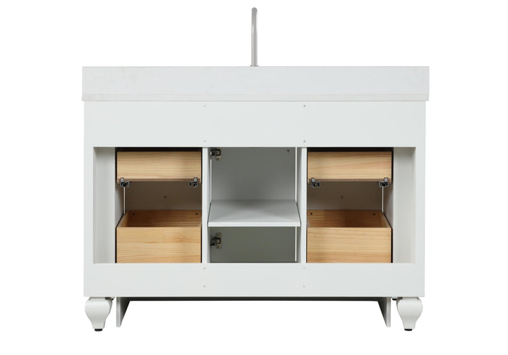 Winston 48" Single Sink Vanity with White Quartz Top - Design Element Bath Kitchen - Bathroom Vanity - Warm White