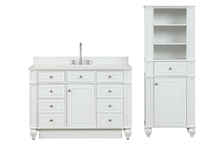 Winston 48" Single Sink Vanity with White Quartz Top - Design Element Bath Kitchen - Bathroom Vanity - Warm White