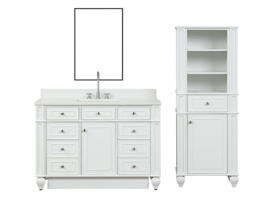 Winston 48" Single Sink Vanity with White Quartz Top - Design Element Bath Kitchen - Bathroom Vanity - Warm White