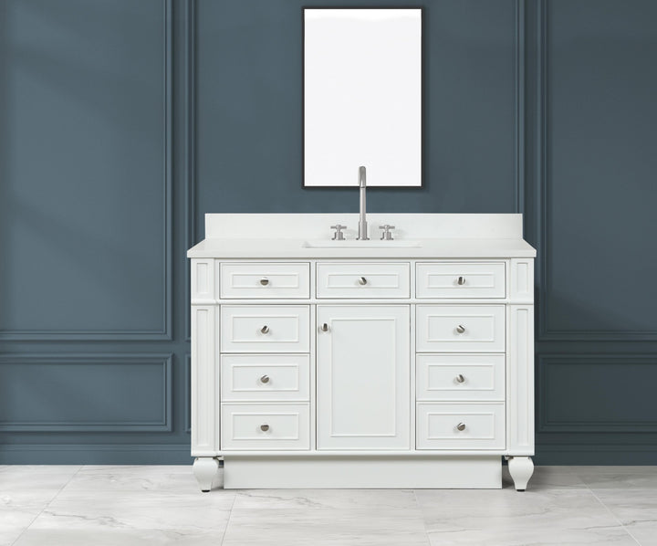 Winston 48" Single Sink Vanity with White Quartz Top - Design Element Bath Kitchen - Bathroom Vanity - Warm White