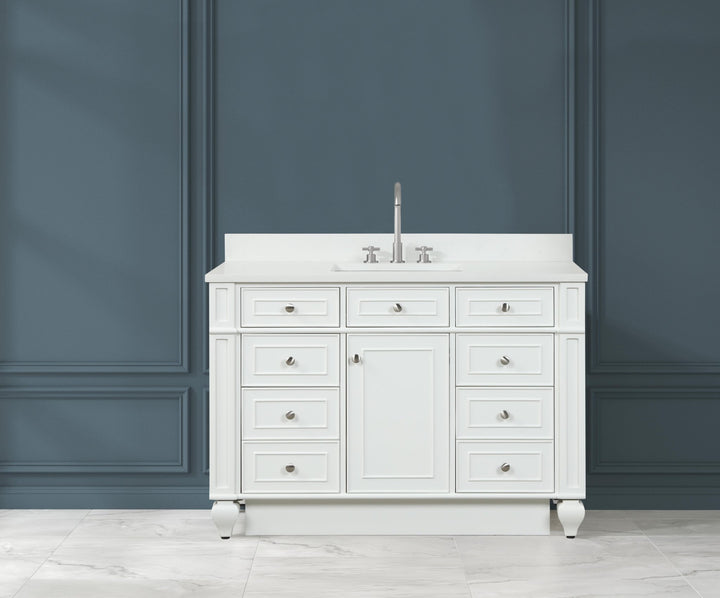 Winston 48" Single Sink Vanity with White Quartz Top - Design Element Bath Kitchen - Bathroom Vanity - Warm White