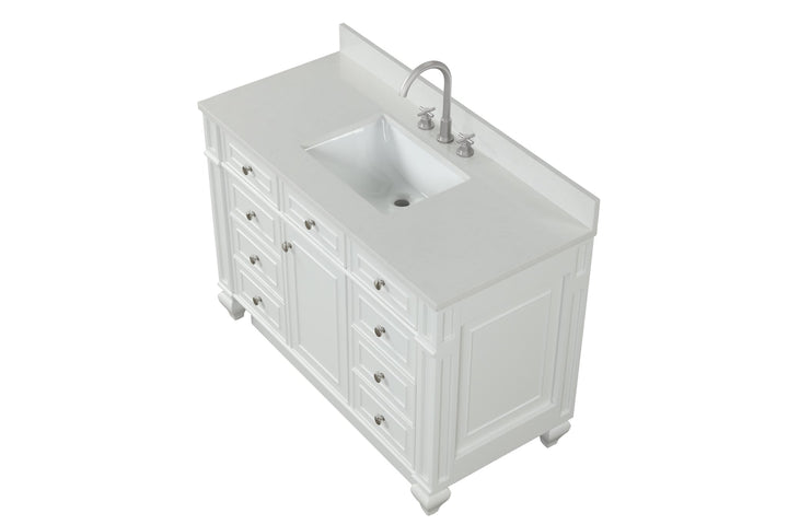 Winston 48" Single Sink Vanity with White Quartz Top - Design Element Bath Kitchen - Bathroom Vanity - Warm White