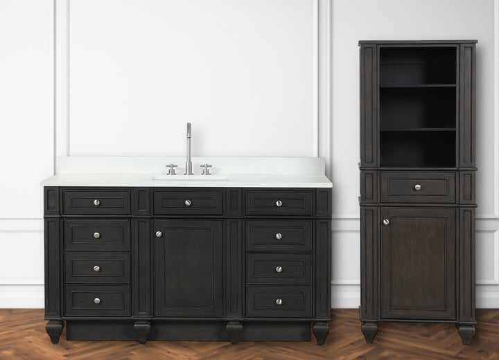 Winston 60" Single Sink Vanity with White Quartz Top - Design Element Bath Kitchen - Bathroom Vanity - Warm White