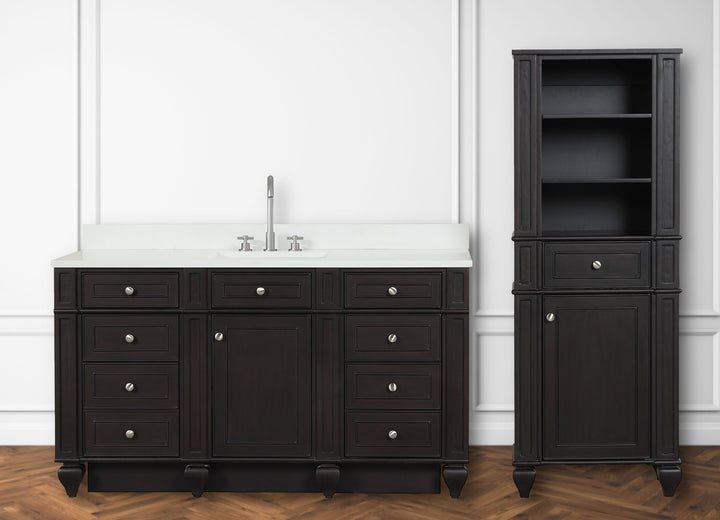 Winston 60" Single Sink Vanity with White Quartz Top - Design Element Bath Kitchen - Bathroom Vanity - Warm White