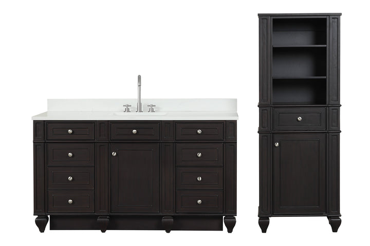 Winston 60" Single Sink Vanity with White Quartz Top - Design Element Bath Kitchen - Bathroom Vanity - Warm White