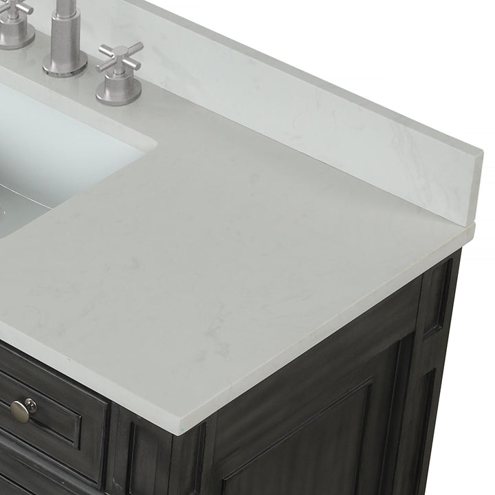 Winston 60" Single Sink Vanity with White Quartz Top - Design Element Bath Kitchen - Bathroom Vanity - Warm White