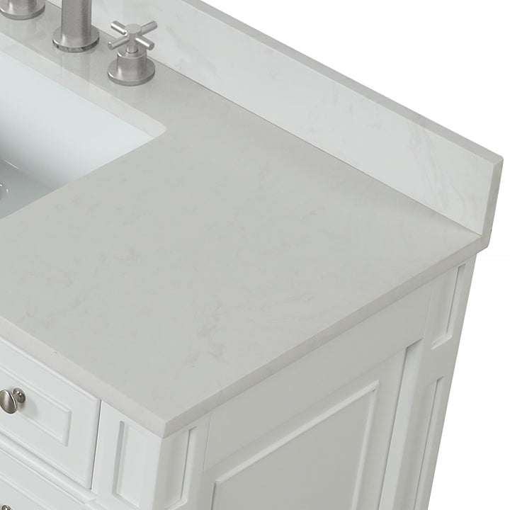 Winston 60" Single Sink Vanity with White Quartz Top - Design Element Bath Kitchen - Bathroom Vanity - Warm White