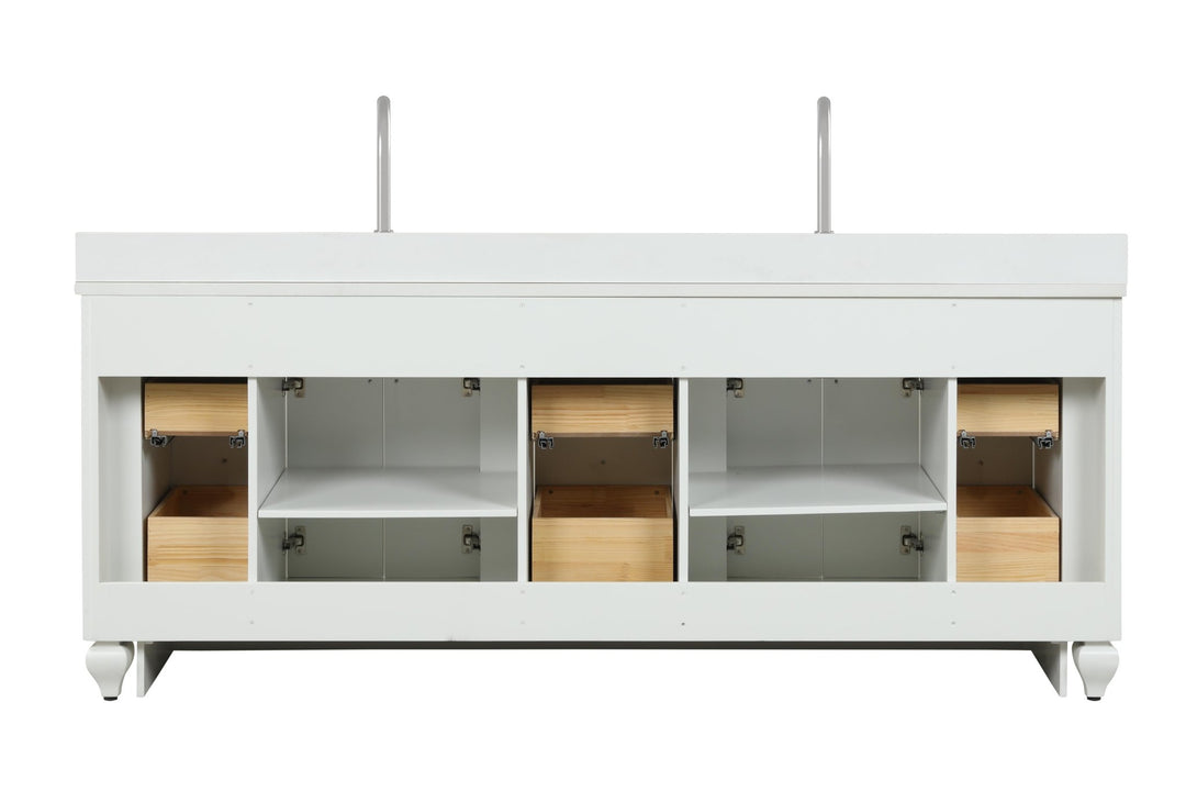 Winston 84" Double Sink Vanity with White Quartz Top - Design Element Bath Kitchen - Bathroom Vanity - Warm White