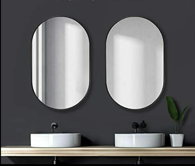 Vera Oval Vanity Mirror Metal Frame 24" W x 32" H