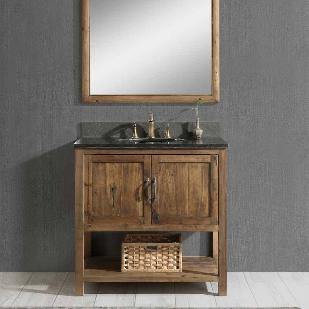 Austin 36" Bathroom Vanity Base Built With Reclaimed Wood in Walnut Finish