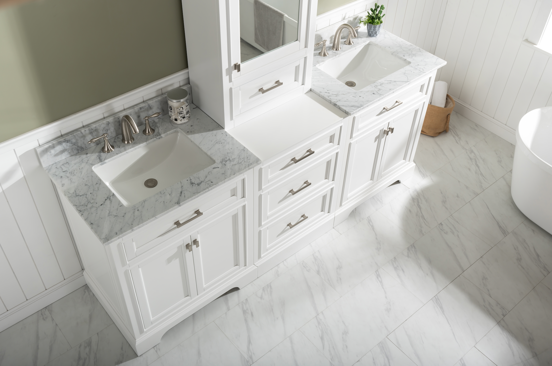 Milano 84" Double Sink Modular Vanity Set - White