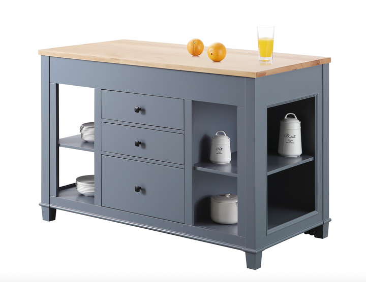 Medley 54" Kitchen Island With Slide Out Table - Gray