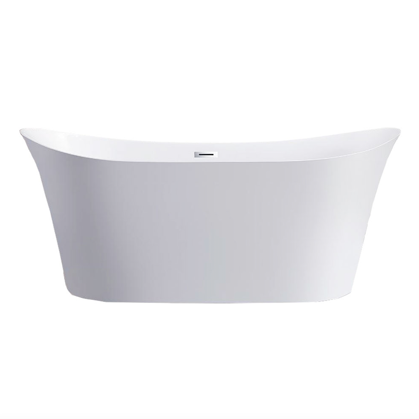 71" Acrylic Center Drain Oval Double Ended Flatbottom Freestanding Bathtub in Glossy White