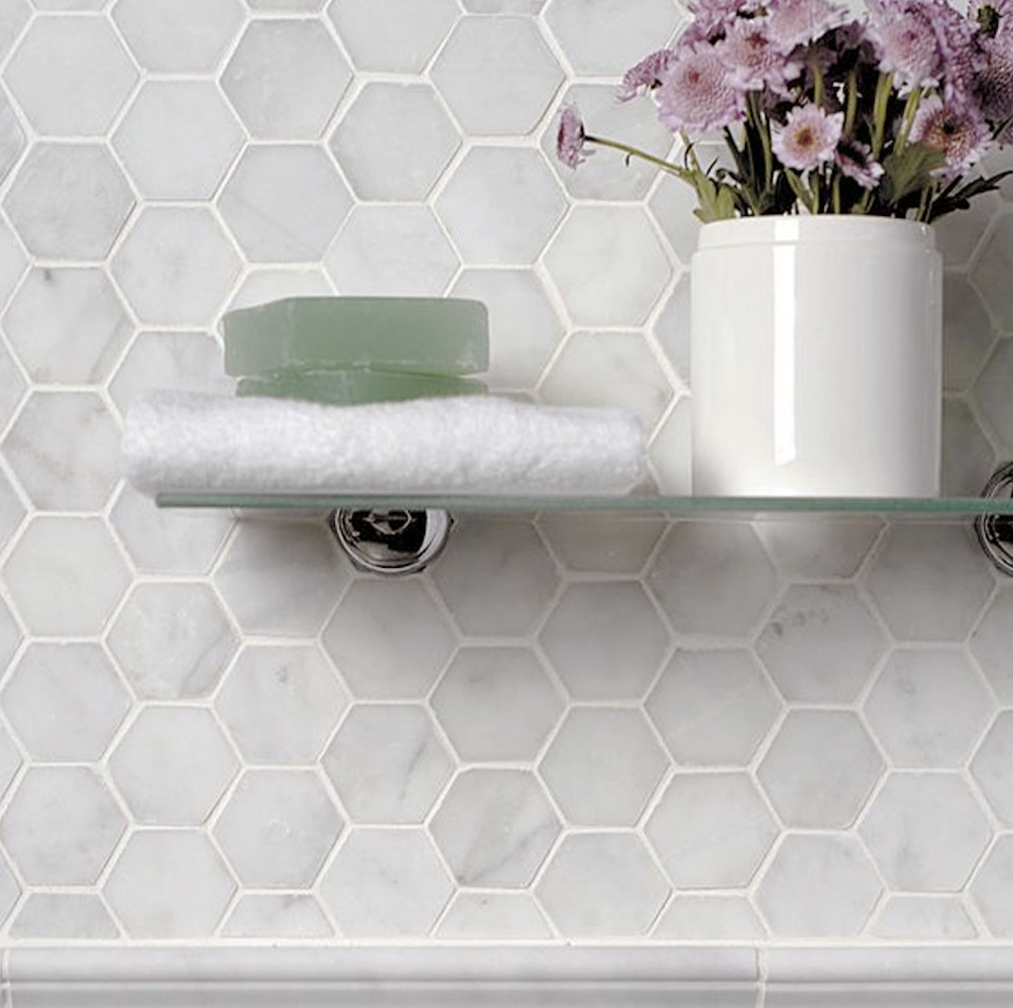 Hexagon 12 in. x 12 in. Marble Mosaic Wall Tile